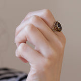 Vintage 8K gold ring with garnets, 50s