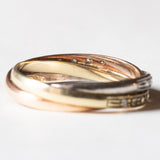 Vintage Tricolor 14K Gelb-, Weiß- & Roségold & Diamantring, 70er Jahre