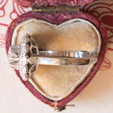 Vintage Daisy Ring aus 18 Karat Weißgold & Platindiamant (ca. 0.86 Karat), 60er