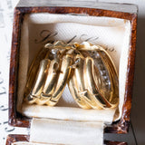 Vintage hoop earrings in 18K gold with diamonds, 60s / 70s