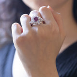 18K white gold ring with ruby ​​(1ct) and brilliant cut diamonds (1.46ctw)