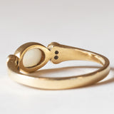 Anello vintage in oro 14K con opale e diamanti, anni ‘60/‘70