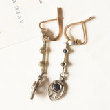 Antike Ohrringe aus 18 Karat Gelbgold und Silber mit Saphiren und Diamanten im Rosenschliff, Anfang des 900. Jahrhunderts