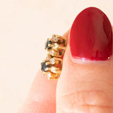 Vintage Gänseblümchen-Ohrringe aus 14 Karat Gelbgold mit Saphiren (ca. 0.10 Karat) und Diamanten (ca. 0.24 Karat), 60er/70er