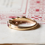 🥀 Veretta vintage in oro 18K con granati, anni ‘40/‘50
