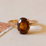 Solitaire ring in 18K gold with citrine quartz, 1960s