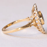 Französischer Vintage Navette-Ring aus 18 Karat Gelbgold und 18 Karat Weißgold mit Saphir und Diamant (ca. 0.24 Karat), 60er