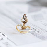 Vintage 14K gold ring with teardrop cut diamond (0.58ct), 70s