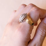 Vintage 14K gold ring with brilliant cut diamonds (1ctw approx.), 70s