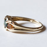 🎃 Anello trilogy vintage in oro 9K con cromodiopside e quarzi arancioni, anni ‘80
