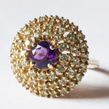 Vintage 8K Gold Patch Ring mit Amethyst (ca. 1.10 ct) und Peridots (ca. 1.50 ctw), 70er Jahre