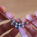 Vintage 14K white gold necklace with diamonds (approx. 0.80ctw) and sapphires, 60s