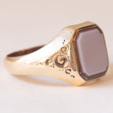 Anello vintage da sigillo in oro 14K con agata, anni ‘50/‘60