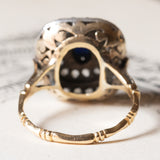 Vintage Antik Stil 18 Karat Gelbgold und Silber Rosettenschliff Saphir und Diamant Gänseblümchen Ring