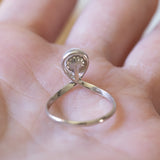 Vintage 14K white gold ring with pearl and diamond (0.03ct approx.), 1960s / 1970s