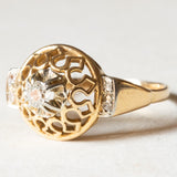 Vintage Diamantring aus 18 Karat Gelb- und Weißgold (Mitte ca. 0.10 Karat), 40er Jahre