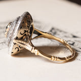 Vintage Antik Stil 18 Karat Gelbgold und Silber Rosettenschliff Saphir und Diamant Gänseblümchen Ring
