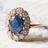 Vintage Ring aus 18 Karat Gold mit Saphiren (ca. 1.90 ctw) und Diamanten (ca. 1.30 ctw), 70er Jahre