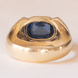 Anello vintage da uomo in oro 12K con pasta di vetro blu, anni ‘50