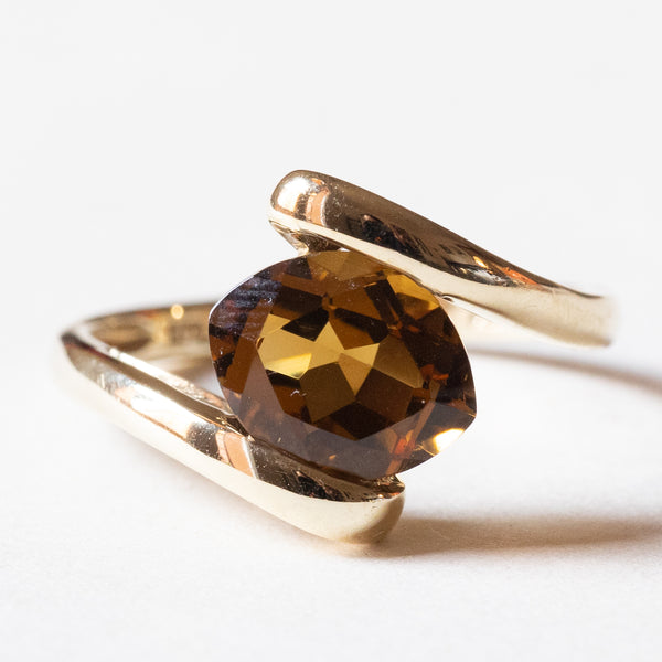 🎃 Anello vintage in oro 9K e tormalina arancione, anni ‘60/‘70
