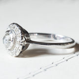 Vintage Gänseblümchenring aus 18 Karat Weißgold mit Diamanten (ca. 0.79 ctw), 50er Jahre