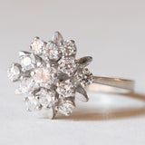 Vintage Gänseblümchenring aus Platin mit Diamanten (ca. 0.75 ctw), 60er