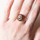 Vintage 18 Karat Gelbgold-Granat-Gänseblümchen-Ring, 60er Jahre