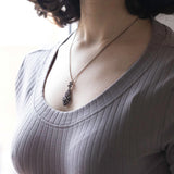 Art Nouveau necklace in 14K gold and silver with rosette cut diamonds, 10s / 20s
