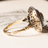 Vintage Antik Stil 18 Karat Gelbgold und Silber Rosettenschliff Saphir und Diamant Gänseblümchen Ring