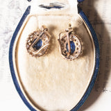 Vintage 18K gold earrings with sapphires (approx. 3.80ctw) and diamonds (approx. 2.60ctw), 70s