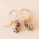 Vintage Ohrringe aus 9 Karat Gold mit Rauchquarz und lila Iolithen, 80er Jahre