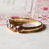 🥀 Veretta vintage in oro 18K con granati, anni ‘40/‘50