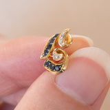 Vintage 18K gold sapphire and diamond earrings, 60s/70s