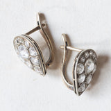 Liberty-Ohrringe aus 14 Karat Weißgold und Silber mit Diamanten im alten Minen- und Rosenschliff (ca. 2 Karat), 10er/20er Jahre