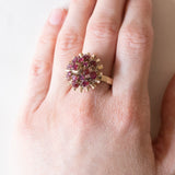 Vintage ring in 18K gold with rubies, 60s / 70s