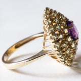 Vintage 8K Gold Patch Ring mit Amethyst (ca. 1.10 ct) und Peridots (ca. 1.50 ctw), 70er Jahre