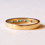 Anello vintage in oro 18K con smeraldi (0.12ctw ca.) e diamanti (0.10ctw ca.), anni ‘70