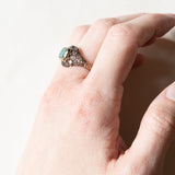 Anello antico in oro 18K e argento con smeraldo e diamanti di taglio rosetta, primi del ‘900