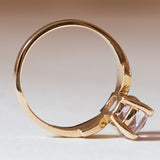 Anello vintage in oro 9K con topazio rosa, anni ‘80