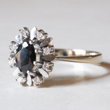 Vintage Ring aus 14 Karat Weißgold mit Saphiren (ca. 1.15 ct) und Diamanten (ca. 0.12 ctw), 70er Jahre