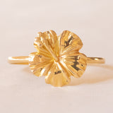 Anello vintage in oro giallo 18K a forma di fiore, anni ‘70/‘80