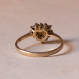 Anello vintage a cuore in oro 18K con topazi e diamante, anni ‘60/‘70