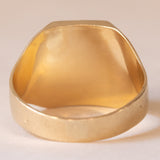 Anello vintage da uomo in oro 9K con onice e pietra bianca imitazione di diamante, anni ‘60