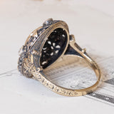 Antiker Ring aus 18 Karat Gold und Silber mit Saphir und Diamanten, 20er Jahre