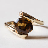 🎃 Anello vintage in oro 9K e tormalina arancione, anni ‘60/‘70