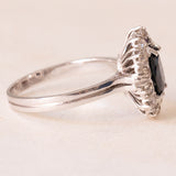 🌼Vintage Daisy Ring aus 14 Karat Weißgold mit Saphir (ca. 2.60 ct.) und Diamanten (ca. 0.45 ctw), 60er/70er Jahre