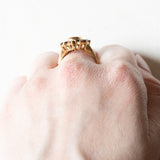 Vintage 18 Karat Gelbgold-Granat-Gänseblümchen-Ring, 60er Jahre