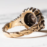 Vintage-Ring im antiken Stil aus 18 Karat Gold und Silber mit einem zentralen Diamanten im Rosenschliff (ca. 2.20 ct) und Diamanten im Rosettenschliff