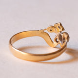 Винтажное кольцо из 18-каратного золота и серебра с бриллиантами и белым камнем, 50-е годы