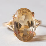 Anello vintage da cocktail in oro 18K con quarzo citrino (6ct ca.), anni ‘50/‘60